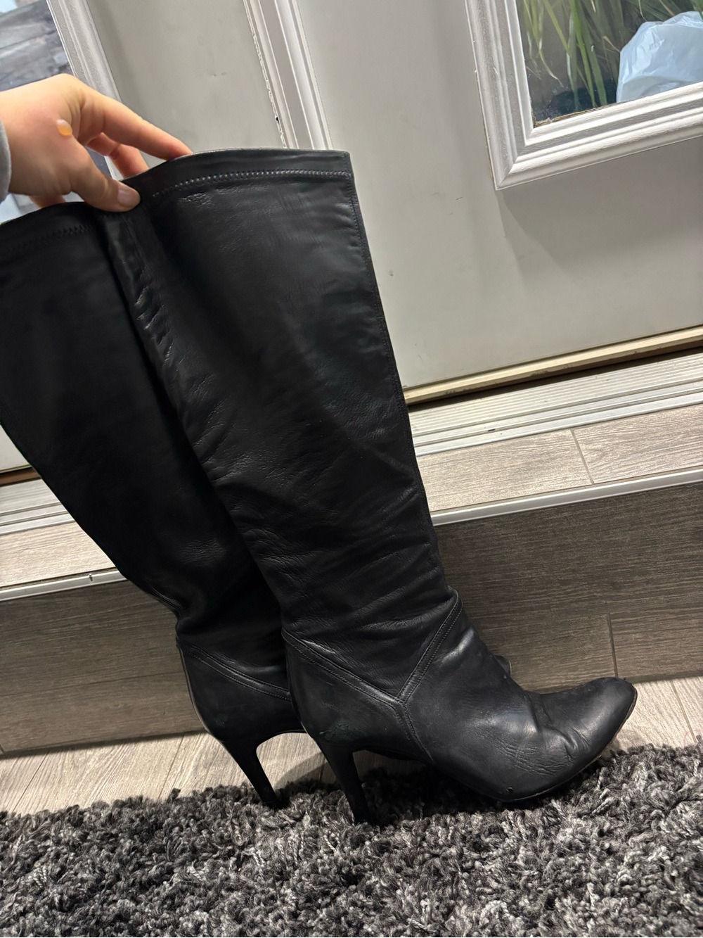 Cole Haan Black Over-the-Knee Leather Heeled Boots